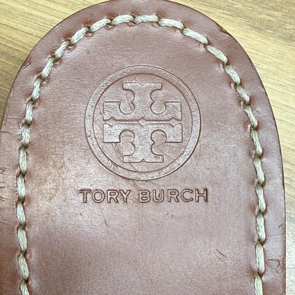 Tory Burch Gemini Ankle Strap Sandals 8.5 M Blue Suede Gold Metal - Picture 10 of 11